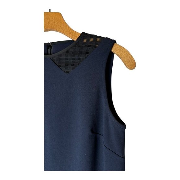 Anthropologie 4C Dress Women 6 Navy Blue Black Lace Detail A Line‎ Shift Mini - Picture 6 of 12